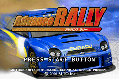 Advance Rally title screen for GameBoy Advance